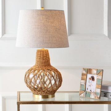Joseph 28.5" Glass /Rope LED Table Lamp - JONATHAN Y